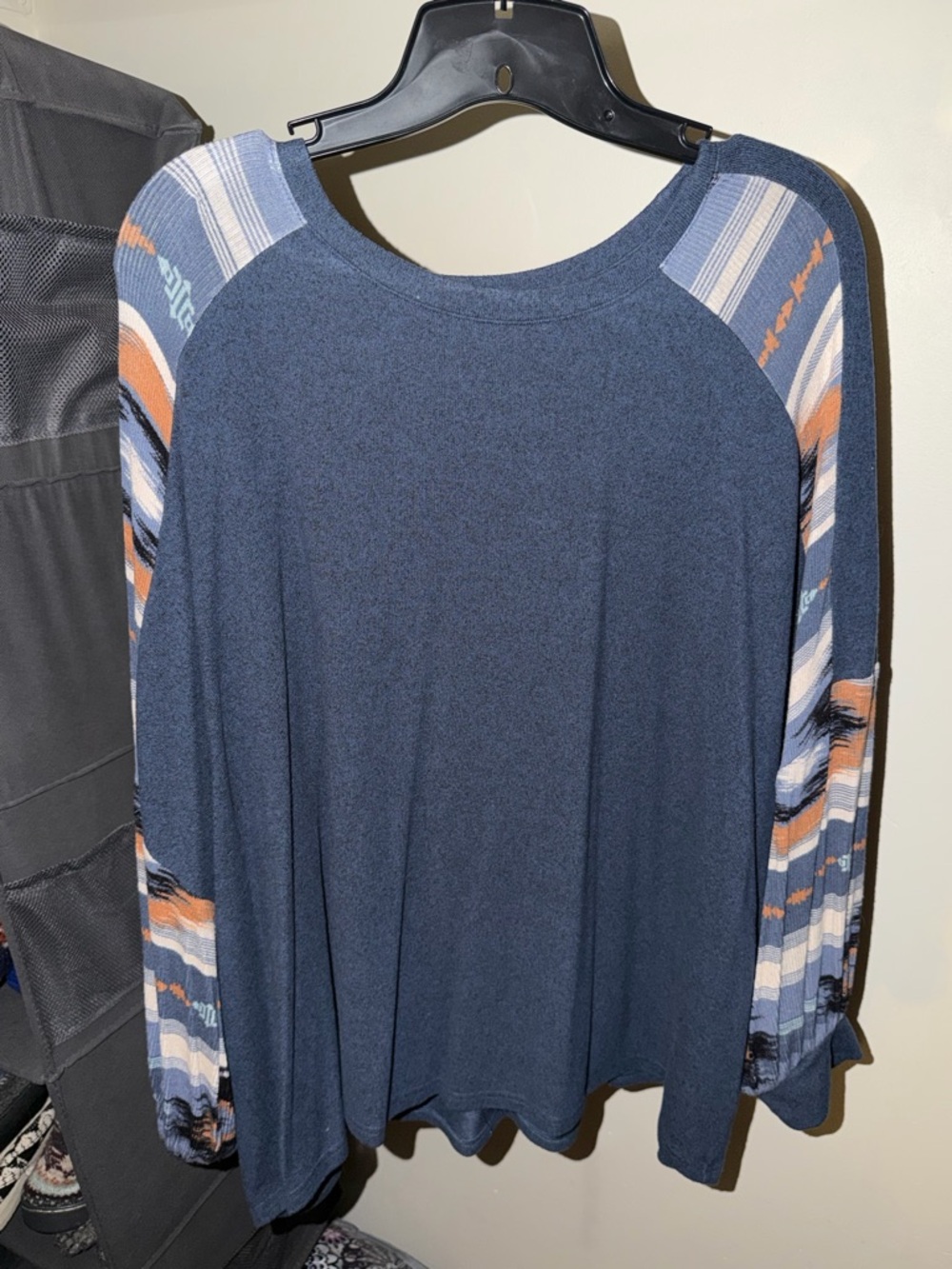 Maurices Dolman Sleeve Top with Striped Printed Sleeves